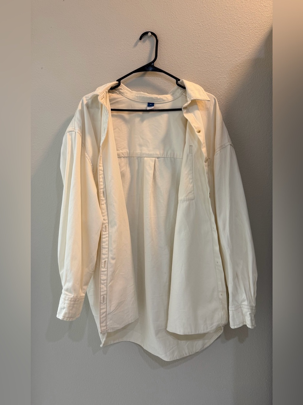 Old Navy Off-White Thick Denim Button-Down Shirt